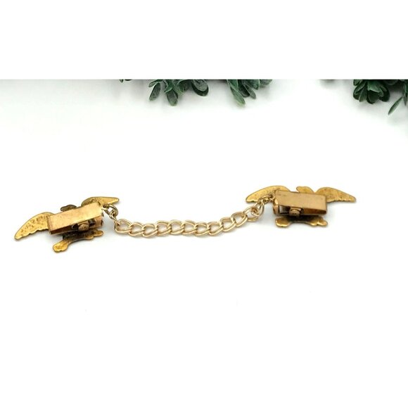 Vintage Gold-Tone Eagle Design Collar Chain Clip For Men & Women Patriotic State - Picture 3 of 8